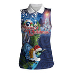 New Zealand Merry Christmas Women Sleeveless Polo Shirt Maori Tribal Pattern with Xmas Tui Bird