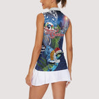 New Zealand Merry Christmas Women Sleeveless Polo Shirt Maori Tribal Pattern with Xmas Tui Bird