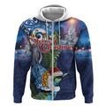New Zealand Merry Christmas Zip Hoodie Maori Tribal Pattern with Xmas Tui Bird