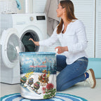 New Zealand and Australia Merry Christmas Laundry Basket Kiwi Birds Skiing and Koala Santa Riding Kangaroo