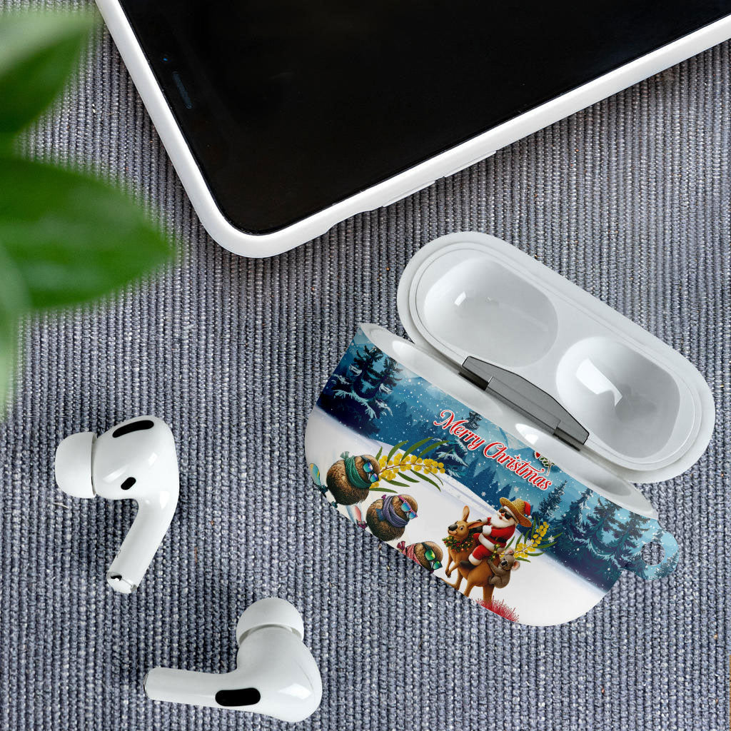 New Zealand and Australia Merry Christmas AirPods Case Kiwi Birds Skiing and Koala Santa Riding Kangaroo