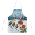 New Zealand and Australia Merry Christmas Apron Kiwi Birds Skiing and Koala Santa Riding Kangaroo