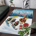 New Zealand and Australia Merry Christmas Area Rug Kiwi Birds Skiing and Koala Santa Riding Kangaroo