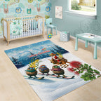 New Zealand and Australia Merry Christmas Area Rug Kiwi Birds Skiing and Koala Santa Riding Kangaroo