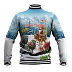 New Zealand and Australia Merry Christmas Baseball Jacket Kiwi Birds Skiing and Koala Santa Riding Kangaroo