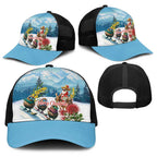 New Zealand and Australia Merry Christmas Baseball Net Cap Kiwi Birds Skiing and Santa Riding Kangaroo with Koala