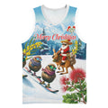 New Zealand and Australia Merry Christmas Basketball Jersey Kiwi Birds Skiing and Koala Santa Riding Kangaroo