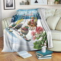 New Zealand and Australia Merry Christmas Blanket Kiwi Birds Skiing and Koala Santa Riding Kangaroo