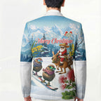 New Zealand and Australia Merry Christmas Blazer Kiwi Birds Skiing and Koala Santa Riding Kangaroo