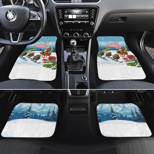 New Zealand and Australia Merry Christmas Car Mats Kiwi Birds Skiing and Koala Santa Riding Kangaroo