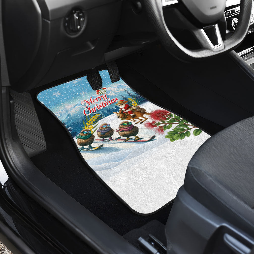 New Zealand and Australia Merry Christmas Car Mats Kiwi Birds Skiing and Koala Santa Riding Kangaroo