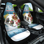 New Zealand and Australia Merry Christmas Car Seat Cover Kiwi Birds Skiing and Koala Santa Riding Kangaroo