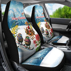 New Zealand and Australia Merry Christmas Car Seat Cover Kiwi Birds Skiing and Koala Santa Riding Kangaroo