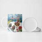 New Zealand and Australia Merry Christmas Ceramic Mug Kiwi Birds Skiing and Koala Santa Riding Kangaroo