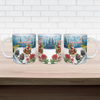 New Zealand and Australia Merry Christmas Ceramic Mug Kiwi Birds Skiing and Koala Santa Riding Kangaroo
