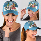 New Zealand and Australia Merry Christmas Classic Cap Kiwi Birds Skiing and Santa Riding Kangaroo with Koala
