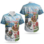 New Zealand and Australia Merry Christmas Couples Matching Off Shoulder Short Dress and Hawaiian Shirt Kiwi Birds Skiing and Koala Santa Riding Kangaroo LT03
