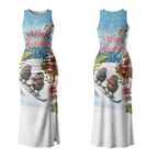 New Zealand and Australia Merry Christmas Couples Matching Tank Maxi Dress and Hawaiian Shirt Kiwi Birds Skiing and Koala Santa Riding Kangaroo LT03
