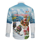 New Zealand and Australia Merry Christmas Family Matching Tank Maxi Dress and Hawaiian Shirt Kiwi Birds Skiing and Koala Santa Riding Kangaroo