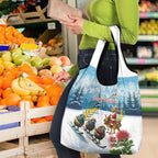 New Zealand and Australia Merry Christmas Grocery Bag Kiwi Birds Skiing and Koala Santa Riding Kangaroo