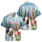 New Zealand and Australia Merry Christmas Kid Hawaiian Shirt Kiwi Birds Skiing and Koala Santa Riding Kangaroo LT03