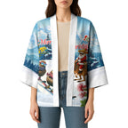 New Zealand and Australia Merry Christmas Kimono Kiwi Birds Skiing and Koala Santa Riding Kangaroo