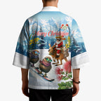 New Zealand and Australia Merry Christmas Kimono Kiwi Birds Skiing and Koala Santa Riding Kangaroo