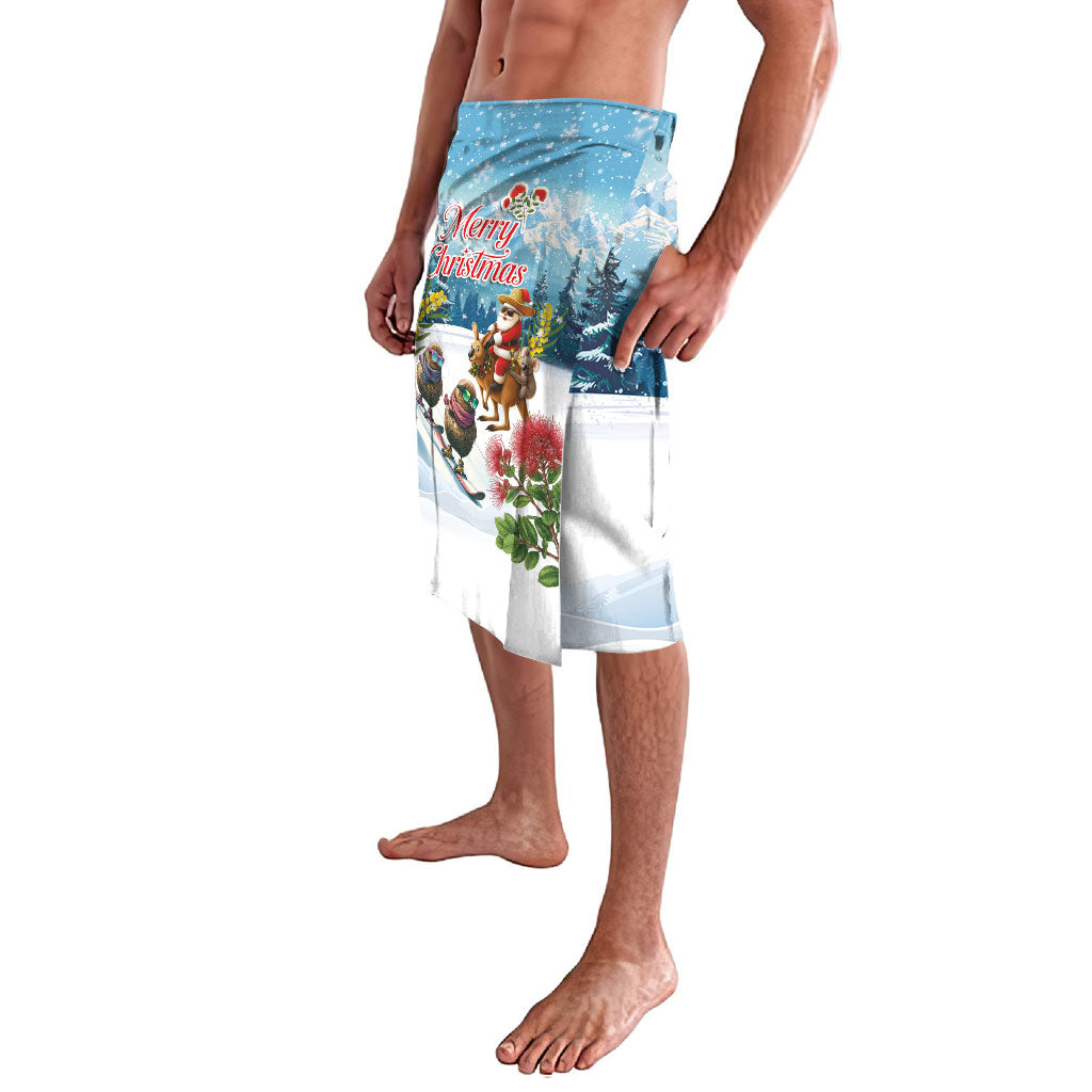 New Zealand and Australia Merry Christmas Lavalava Kiwi Birds Skiing and Koala Santa Riding Kangaroo