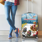 New Zealand and Australia Merry Christmas Luggage Cover Kiwi Birds Skiing and Koala Santa Riding Kangaroo