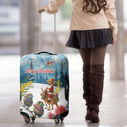 New Zealand and Australia Merry Christmas Luggage Cover Kiwi Birds Skiing and Koala Santa Riding Kangaroo