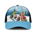 New Zealand and Australia Merry Christmas Mesh Trucker Cap Kiwi Birds Skiing and Santa Riding Kangaroo with Koala