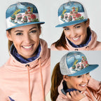 New Zealand and Australia Merry Christmas Mesh Trucker Cap Kiwi Birds Skiing and Santa Riding Kangaroo with Koala