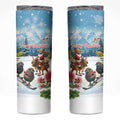 New Zealand and Australia Merry Christmas Skinny Tumbler Kiwi Birds Skiing and Koala Santa Riding Kangaroo