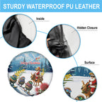 New Zealand and Australia Merry Christmas Spare Tire Cover Kiwi Birds Skiing and Koala Santa Riding Kangaroo