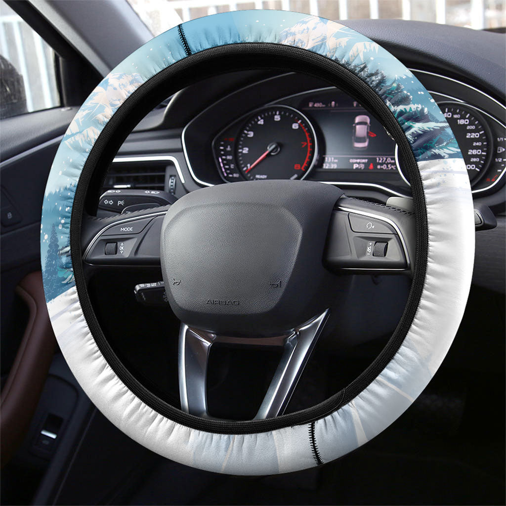 New Zealand and Australia Merry Christmas Steering Wheel Cover Kiwi Birds Skiing and Koala Santa Riding Kangaroo