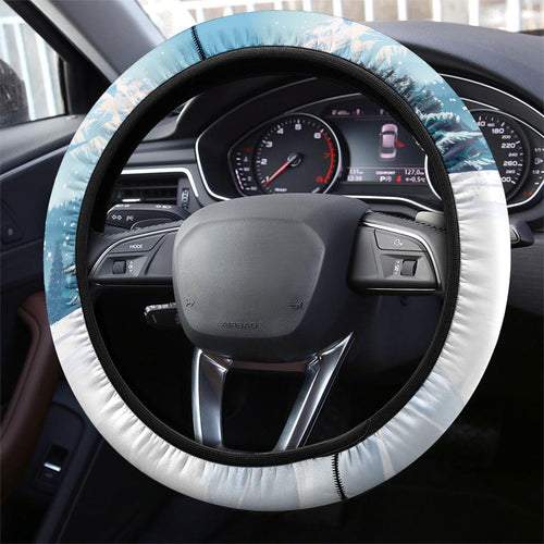 New Zealand and Australia Merry Christmas Steering Wheel Cover Kiwi Birds Skiing and Koala Santa Riding Kangaroo