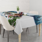 New Zealand and Australia Merry Christmas Tablecloth Kiwi Birds Skiing and Koala Santa Riding Kangaroo