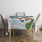 New Zealand and Australia Merry Christmas Tablecloth Kiwi Birds Skiing and Koala Santa Riding Kangaroo