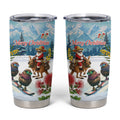 New Zealand and Australia Merry Christmas Tumbler Cup Kiwi Birds Skiing and Koala Santa Riding Kangaroo