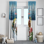 New Zealand and Australia Merry Christmas Window Curtain Kiwi Birds Skiing and Koala Santa Riding Kangaroo