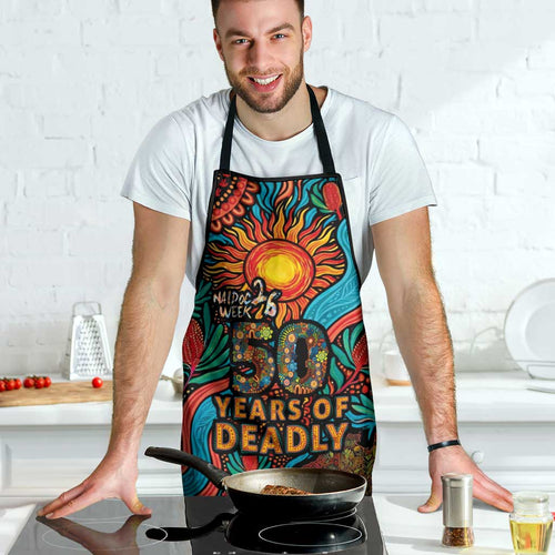 NAIDOC Week 26 Apron 50 Years of Deadly Aboriginal Motif
