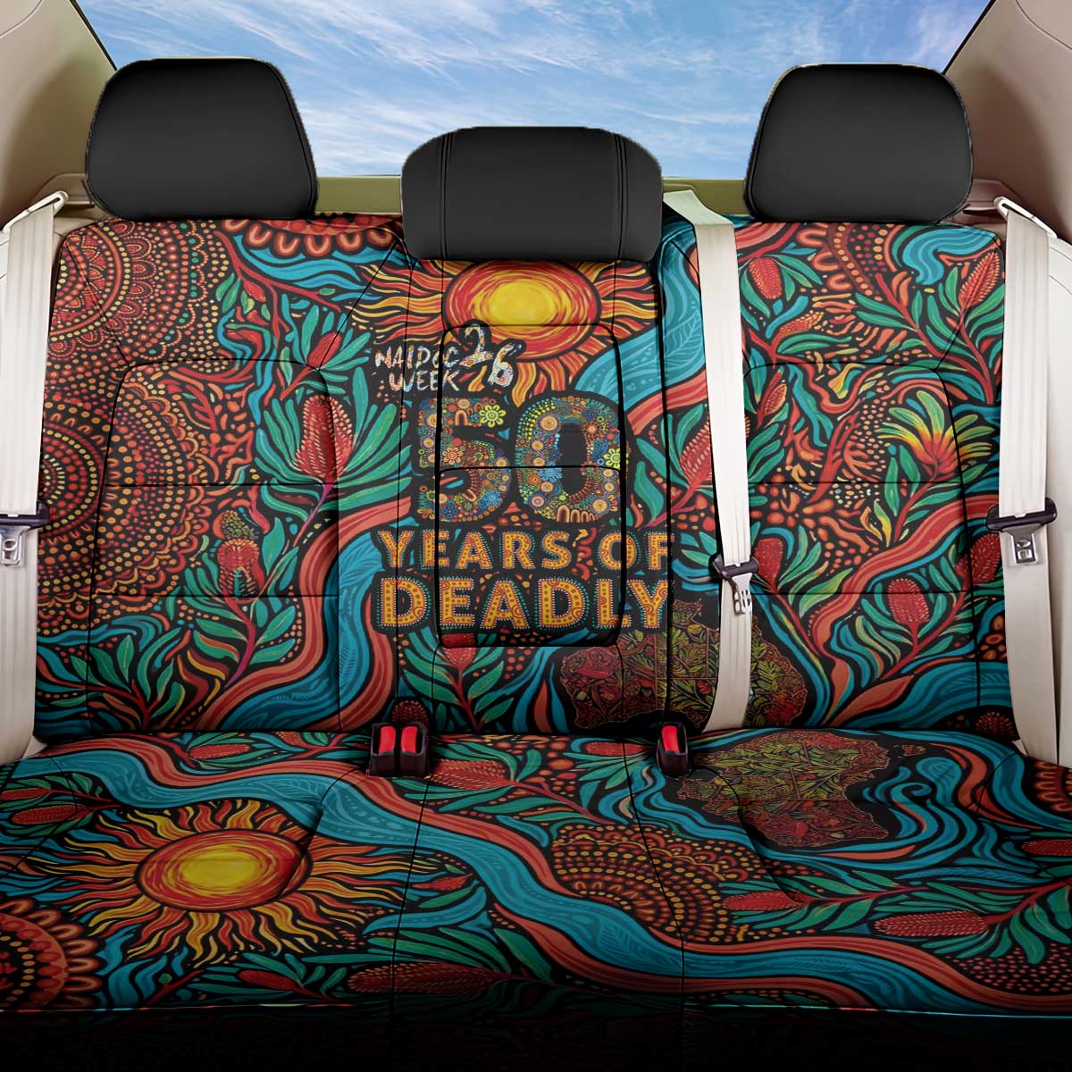 NAIDOC Week 26 Back Car Seat Cover 50 Years of Deadly Aboriginal Motif