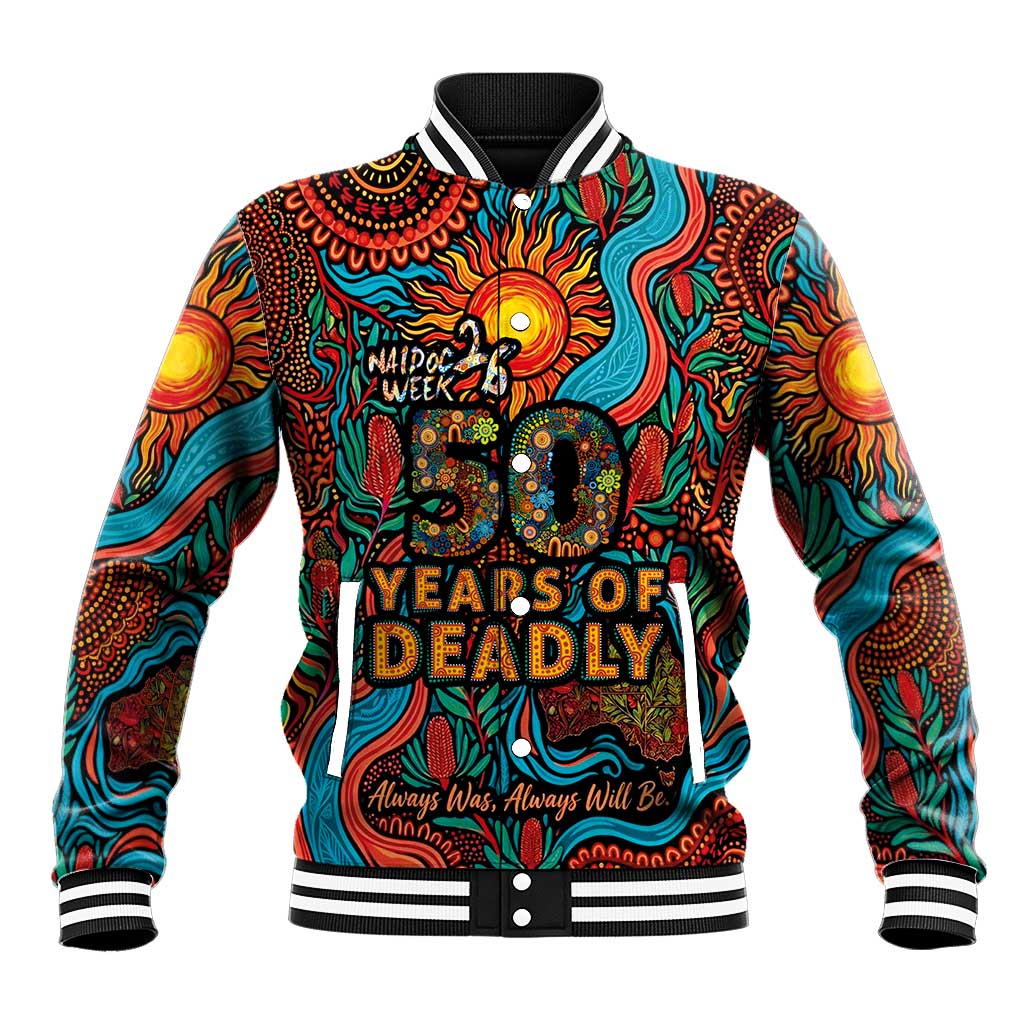 NAIDOC Week 26 Baseball Jacket 50 Years of Deadly Aboriginal Motif