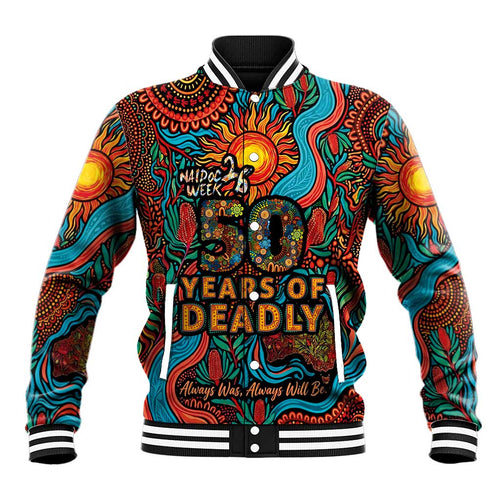 NAIDOC Week 26 Baseball Jacket 50 Years of Deadly Aboriginal Motif