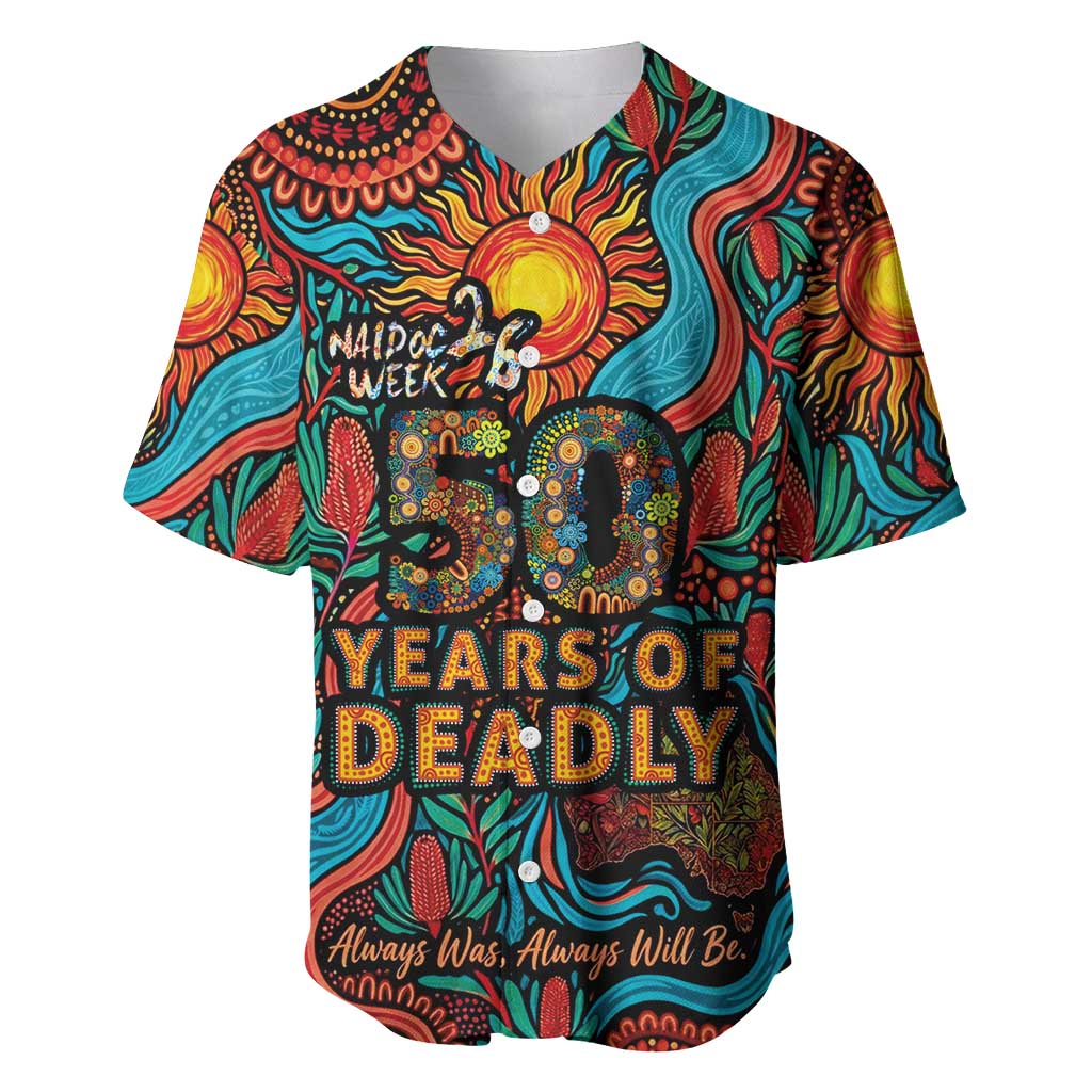 NAIDOC Week 26 Baseball Jersey 50 Years of Deadly Aboriginal Motif