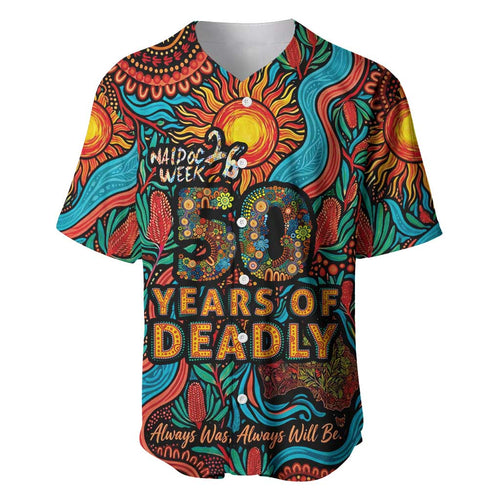NAIDOC Week 26 Baseball Jersey 50 Years of Deadly Aboriginal Motif