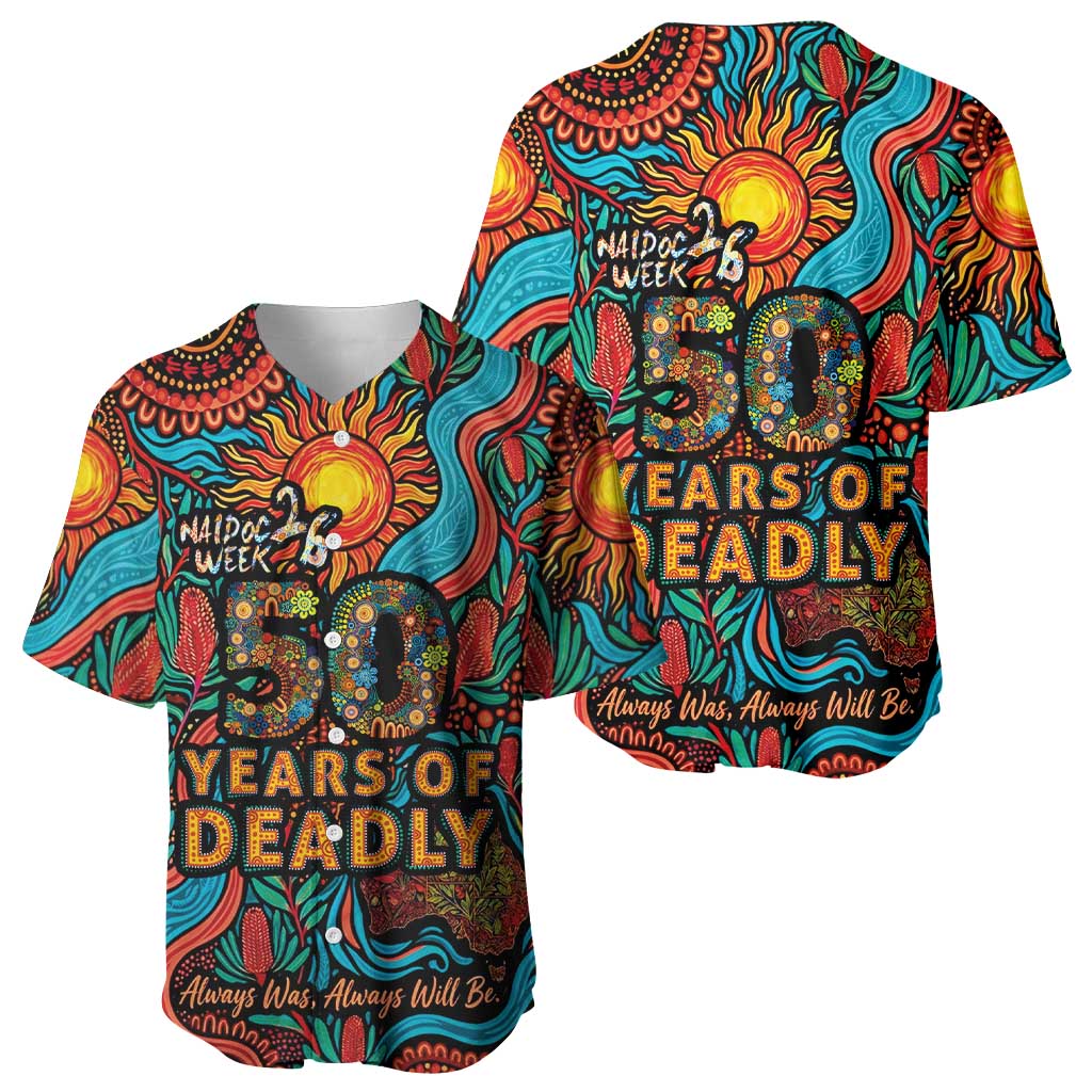NAIDOC Week 26 Baseball Jersey 50 Years of Deadly Aboriginal Motif