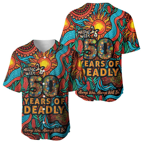 NAIDOC Week 26 Baseball Jersey 50 Years of Deadly Aboriginal Motif