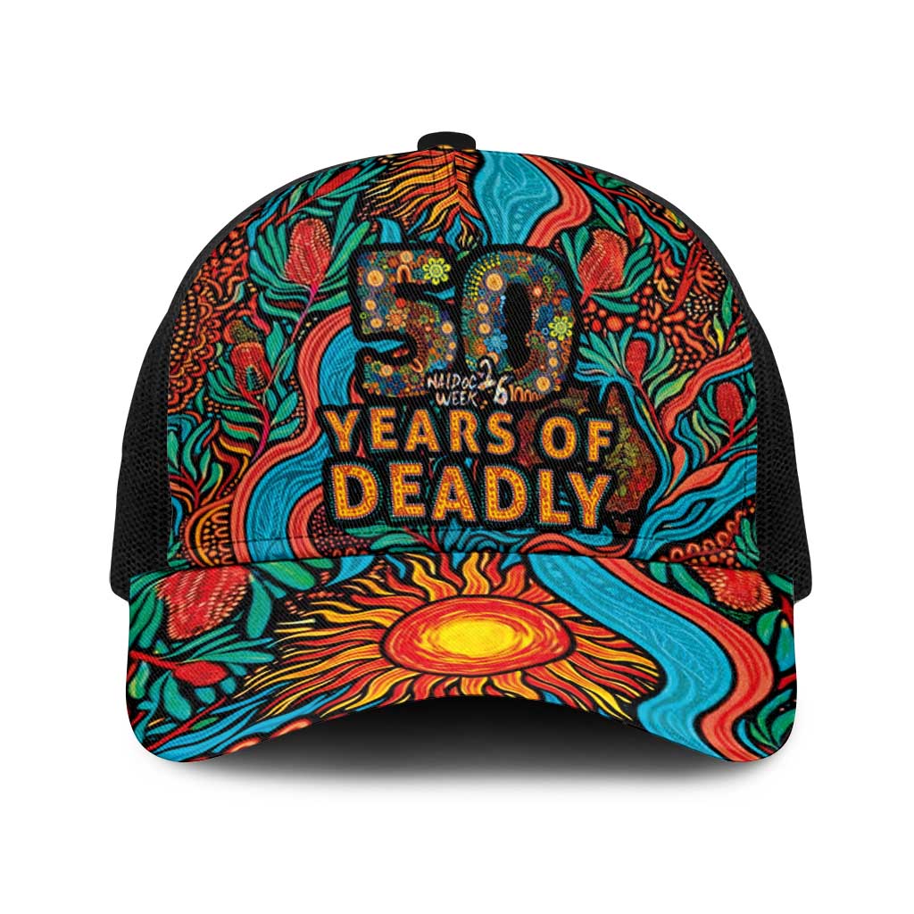 NAIDOC Week 26 Baseball Net Cap 50 Years of Deadly Aboriginal Motif