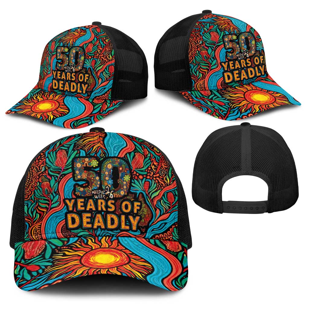 NAIDOC Week 26 Baseball Net Cap 50 Years of Deadly Aboriginal Motif